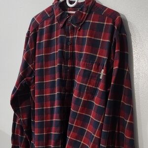Wolverine XXL Men's Flannel Red Navy Plaid Shirt Long Sleeve Button Down Size